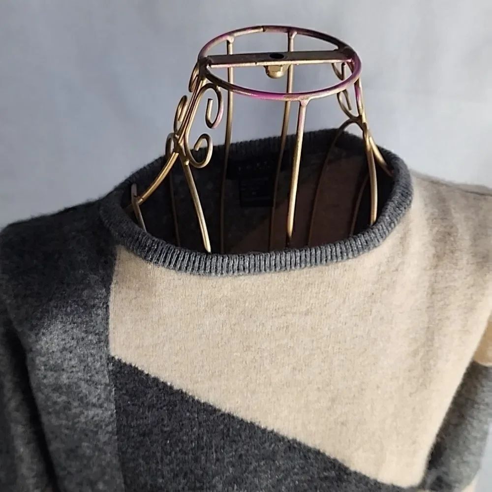 100% Cashmere FORTE Colorblock Sweater Buttery Soft Color Block - Picture 6 of 8